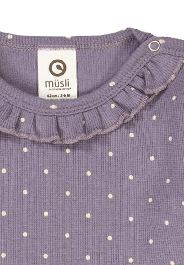 Лонгслив с горошком Long sleeved top Musli By Green Cotton, lilac fog-oak, сиреневый — фото 3