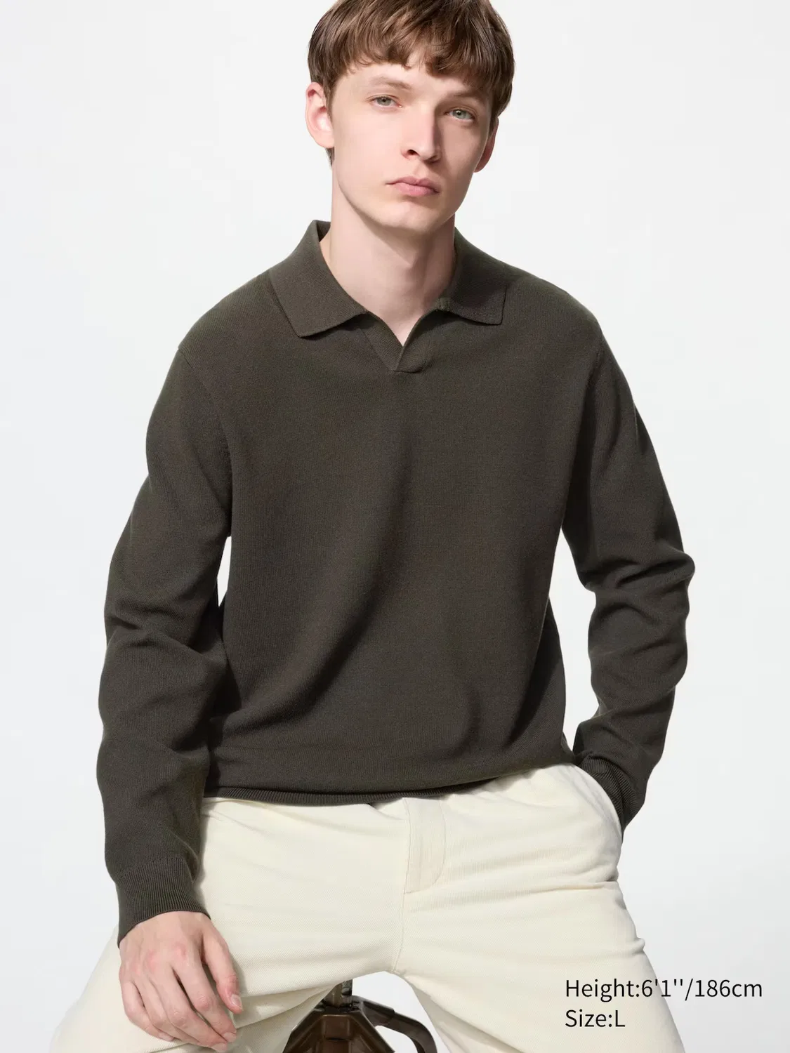 Поло-свитер Uniqlo Milano, темно-коричневый