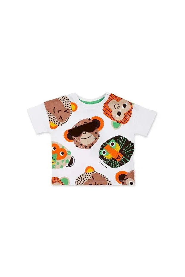 Детская футболка для девочек с принтом Monkey patterned baby t-shirt - short sleeve Tuc Tuc, Siyah