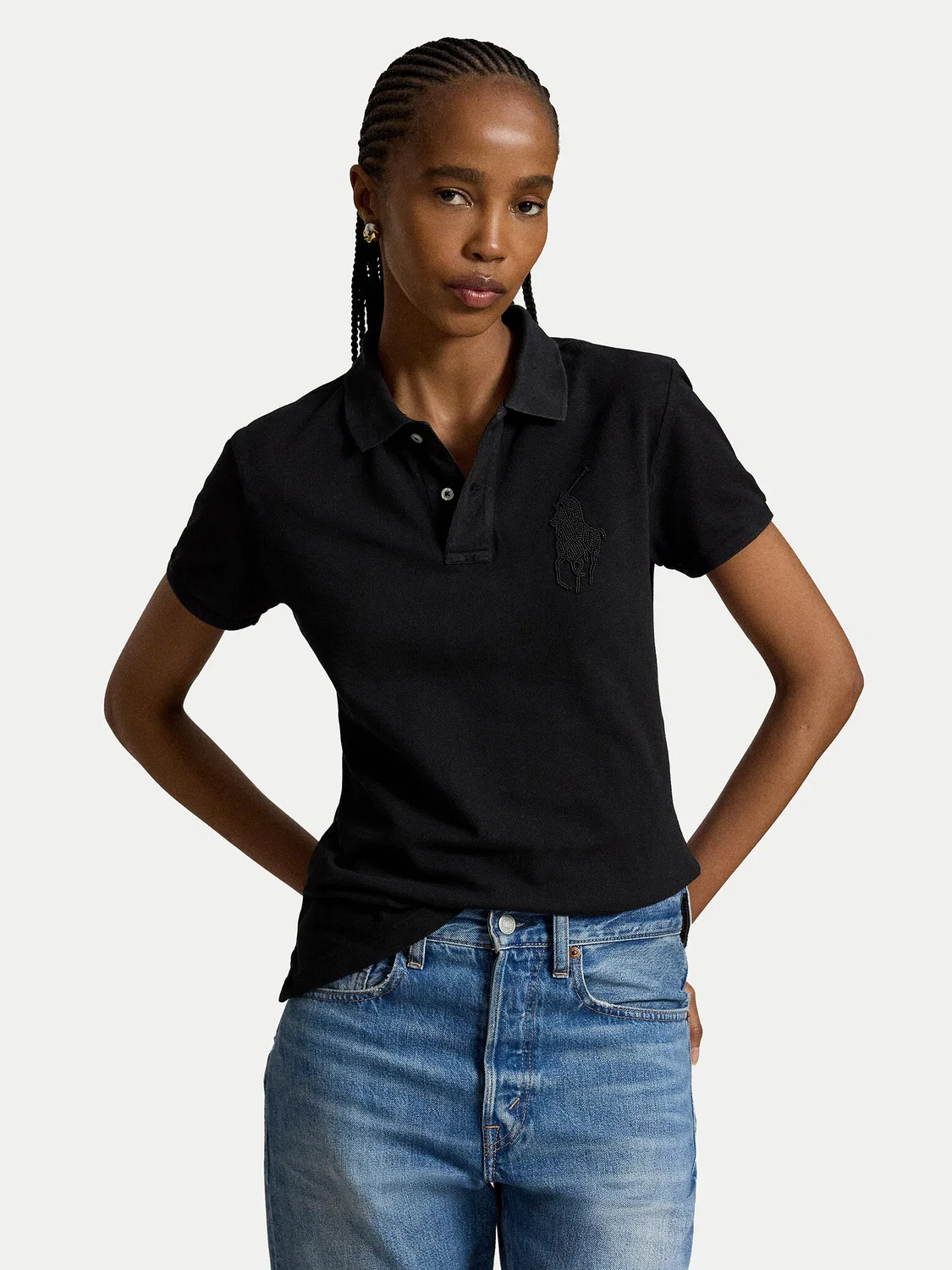 Женское поло классического кроя Polo Ralph Lauren, черный