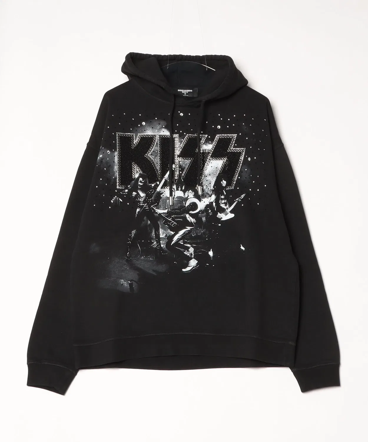 Мужской худи свободного кроя с принтом Kiss x D2 DSQUARED2, Черный