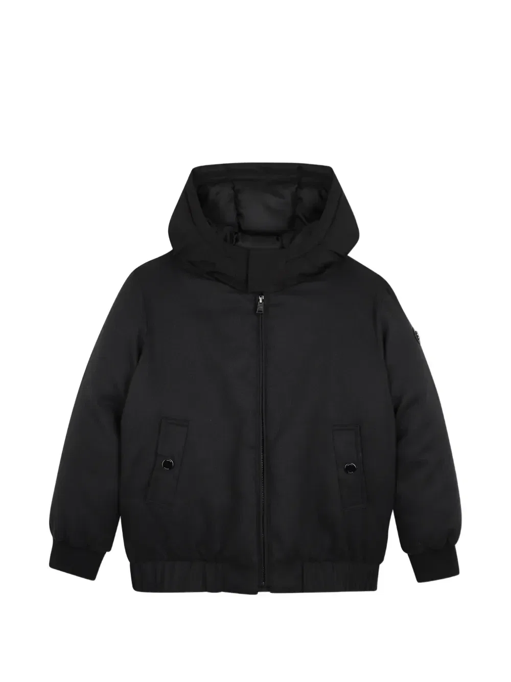 Пуховик с капюшоном BOSS Kidswear, черный