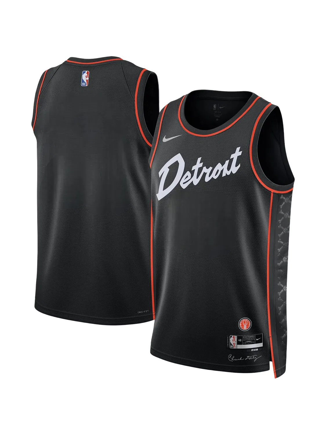 Топ Detroit Pistons 2023-2024 City Swingman из коллаборации с NBA Nike, черный