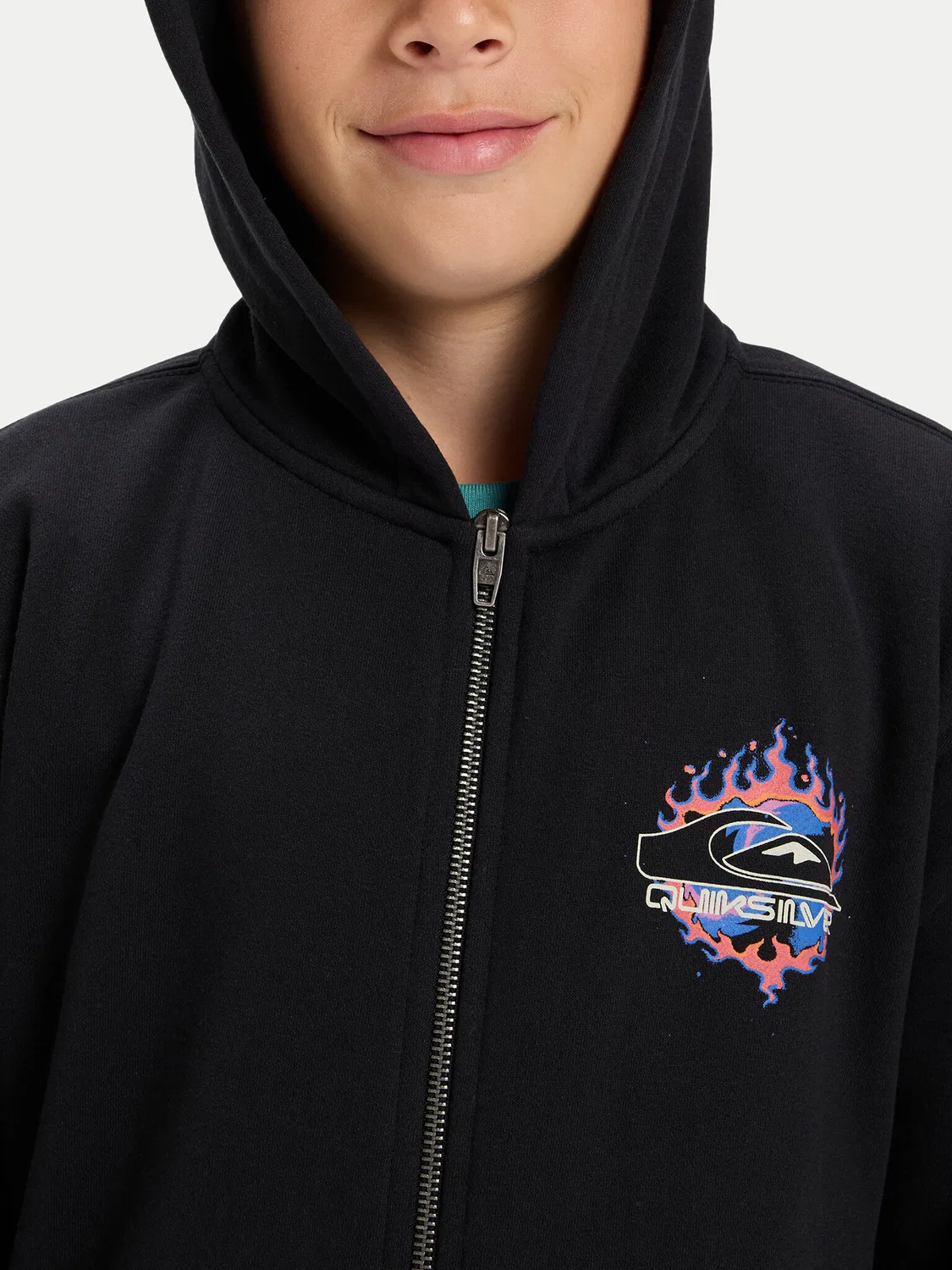 Толстовка стандартного кроя для мальчика Graphic Zip Quiksilver, черный — фото 4