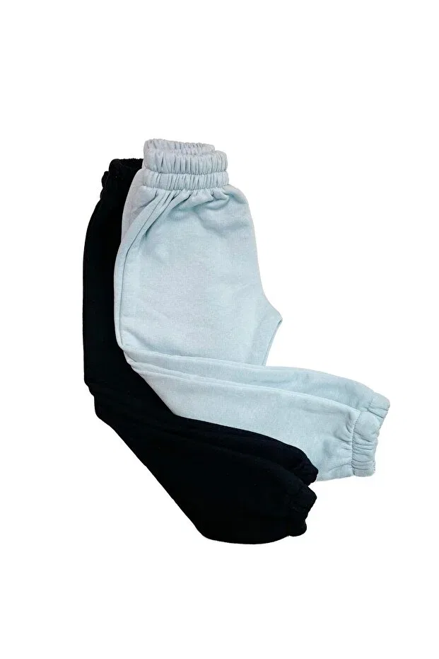 Детские штаны для мальчиков с утеплением 3 Thread Raised Sweatpants Nicekids, Black-Baby Blue