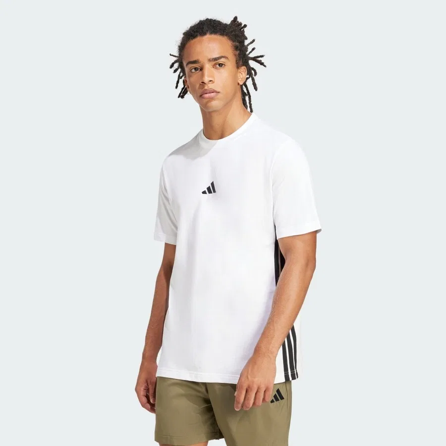 Футболка с длинным рукавом Sportswear JE6388 Essentials 3-Stripes Single Jersey Tee adidas, Бело-черный