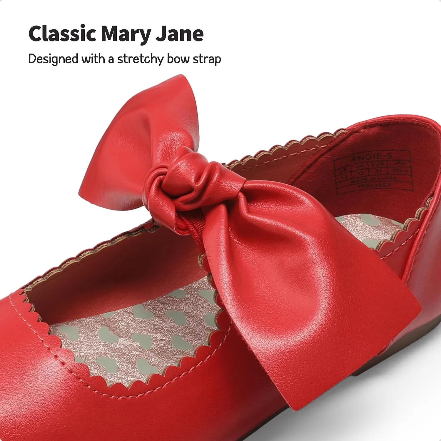 Детские балетки для девочек с бантом Mary Jane DREAM PAIRS, Red — фото 4