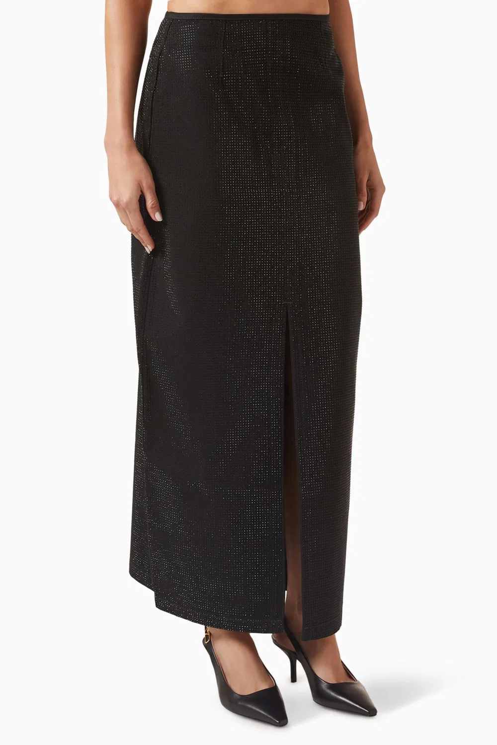 Юбка макси с кристаллами Emporio Armani, черный