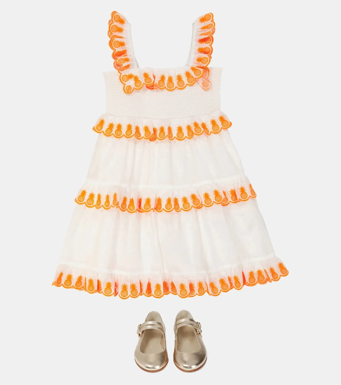 Платье с вышивкой Zimmermann Kids, белый — фото 2
