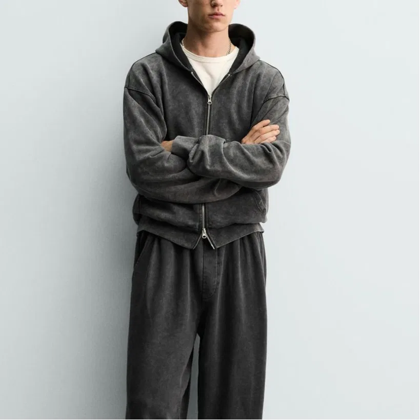 Мужская толстовка с капюшоном Deep Anthracite ZARA, Цвет Deep Anthracite — фото 4