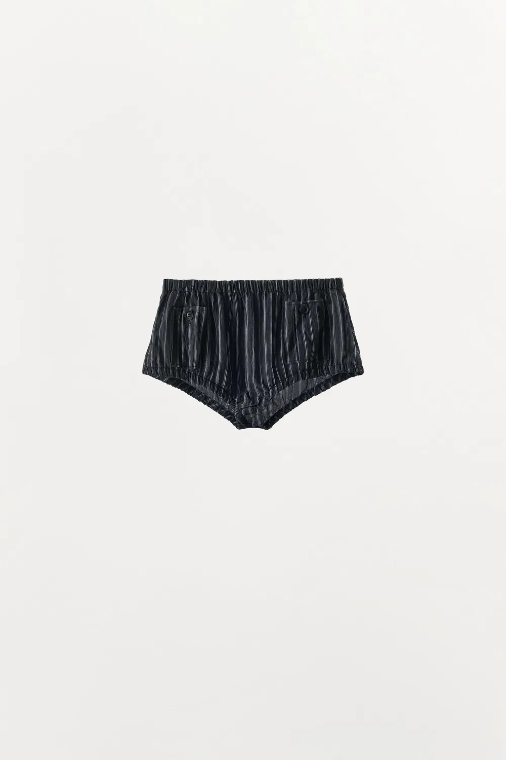 Полосатые мини-шорты с карманом ZARA, Navy/White — фото 4