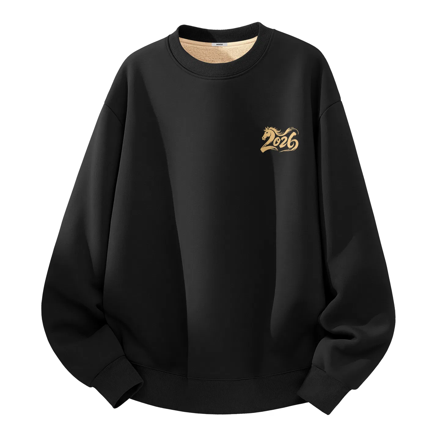 Детский свитшот с принтом MINISO, [Thermal Sherpa]Black (Gold-Plated Chest Logo)