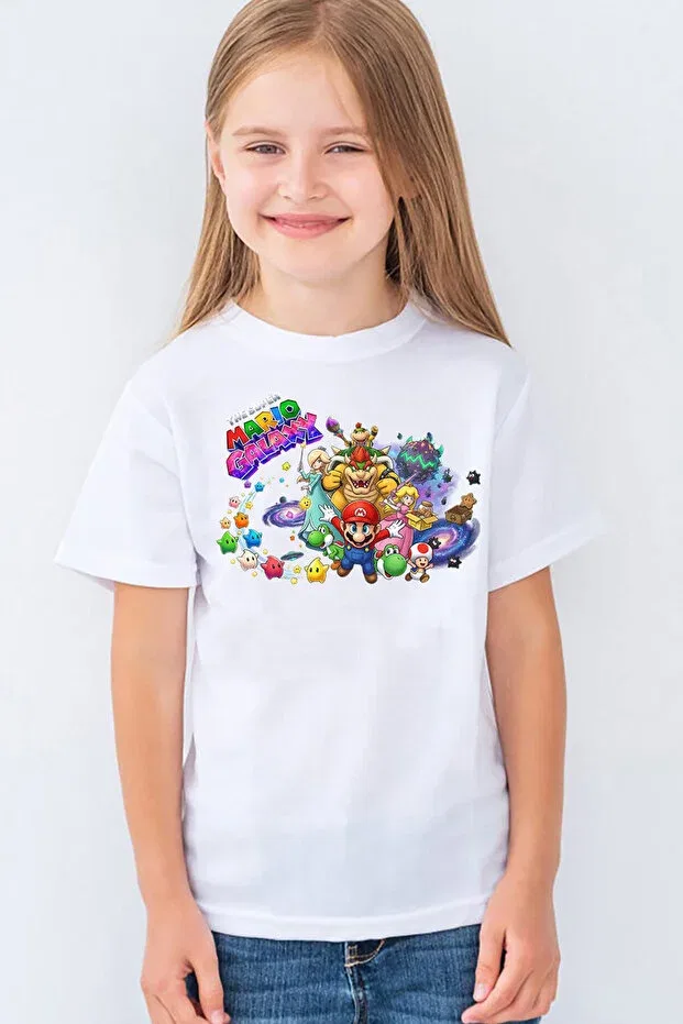 Детская футболка с принтом Super Mario Galaxy Morinna, White — фото 2