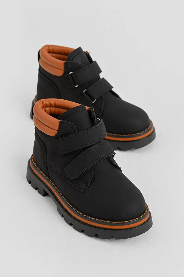 Детские ботинки для девочек с принтом Tonny Black, Black Orange