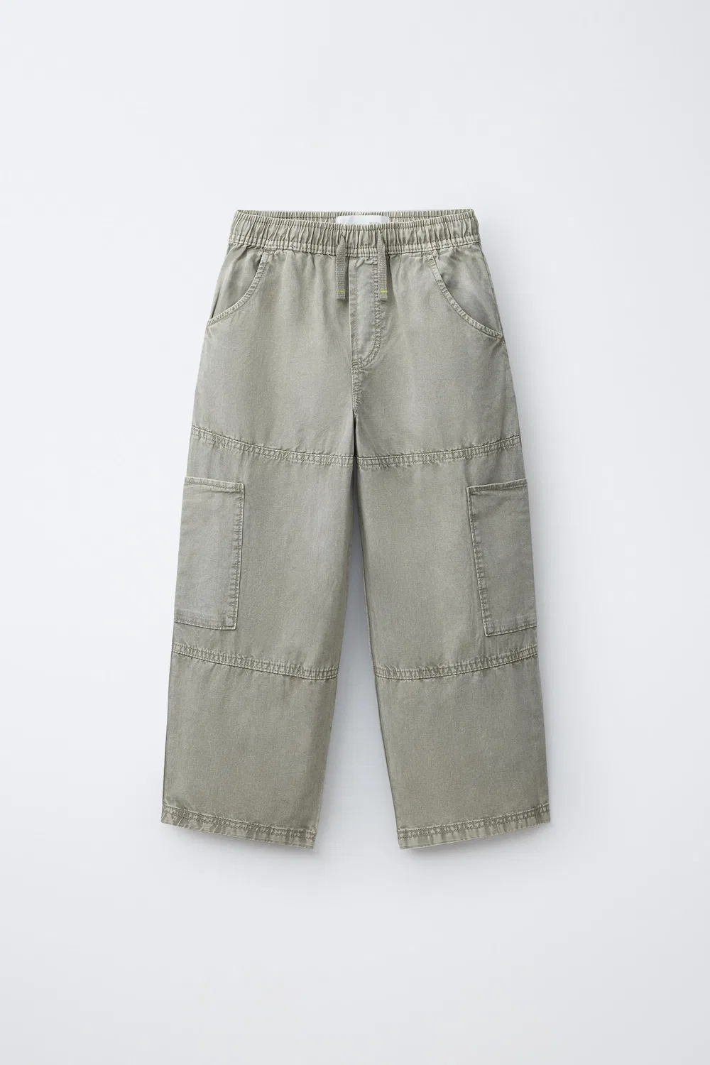 Свободные брюки с эффектом потертости из хлопка и льна ZARA, Taupe Grey