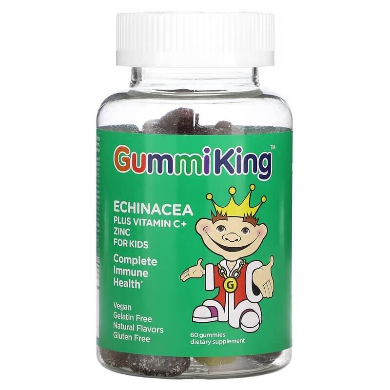 

Детская эхинацея с витамином С и цинком GummiKing, 60 жевательных конфет