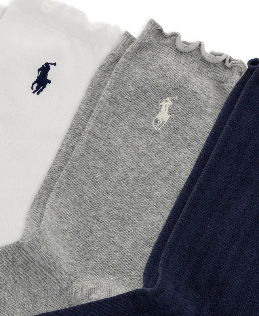 Комплект носков с ажурным узором и оборкой, 3 пары Polo Ralph Lauren, Navy Assorted — фото 2
