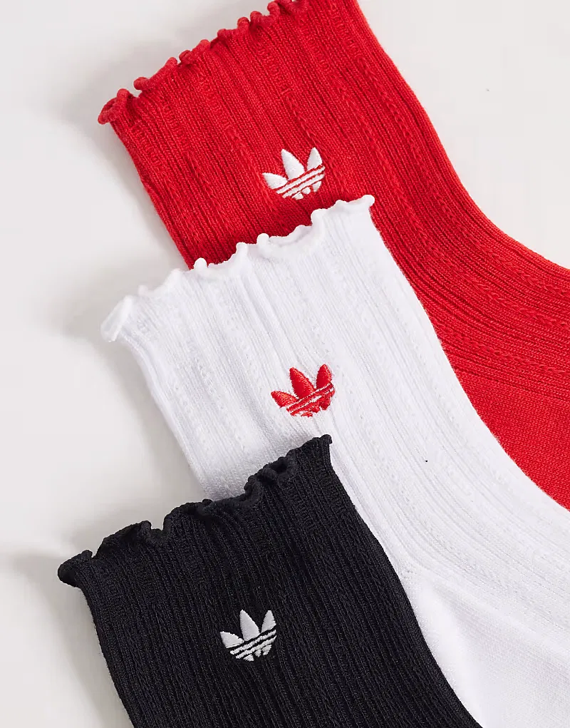 Носки низкие с рюшами 3 шт Adidas Originals, красный/черный/белый — фото 2