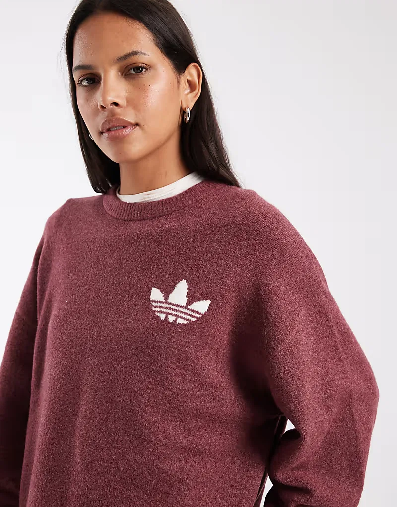 Вязаный джемпер Adidas Originals нежно-бордового