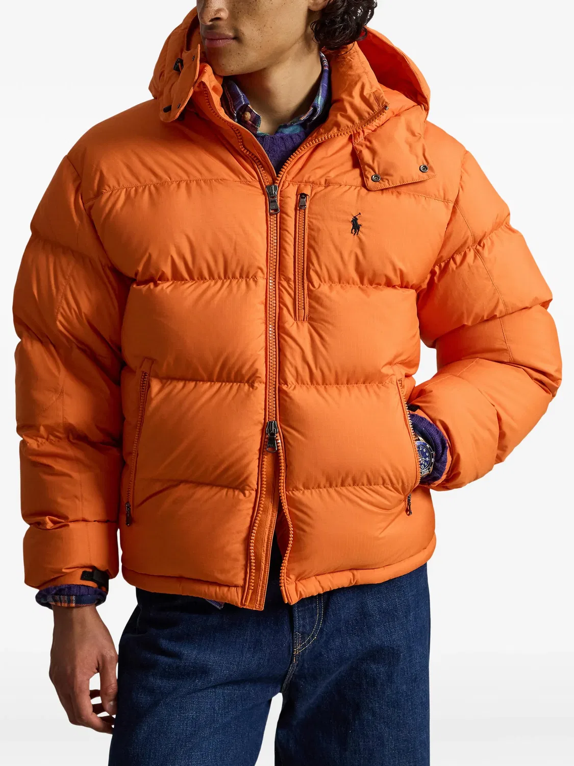 Стеганая куртка с капюшоном оранжевая Polo Ralph Lauren, оранжевый — фото 2