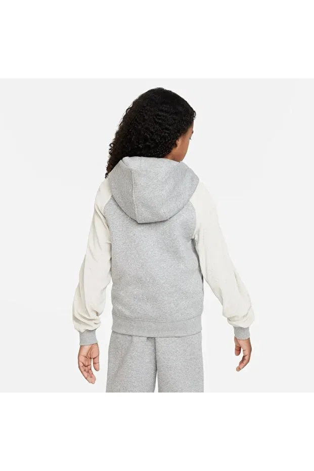 Детское худи для девочек хлопковое Sportswear Amplify Nike, Gray — фото 3