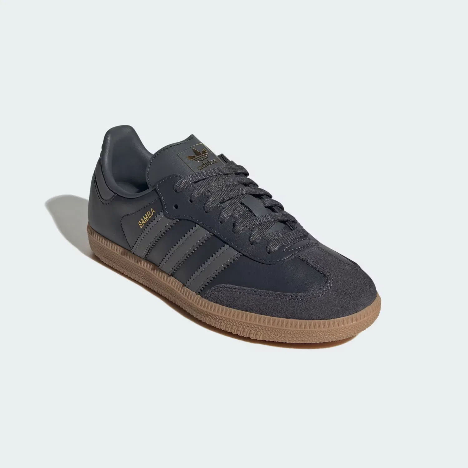 Детские кроссовки с кожаным верхом Samba OG Adidas Originals, серый/gum — фото 4