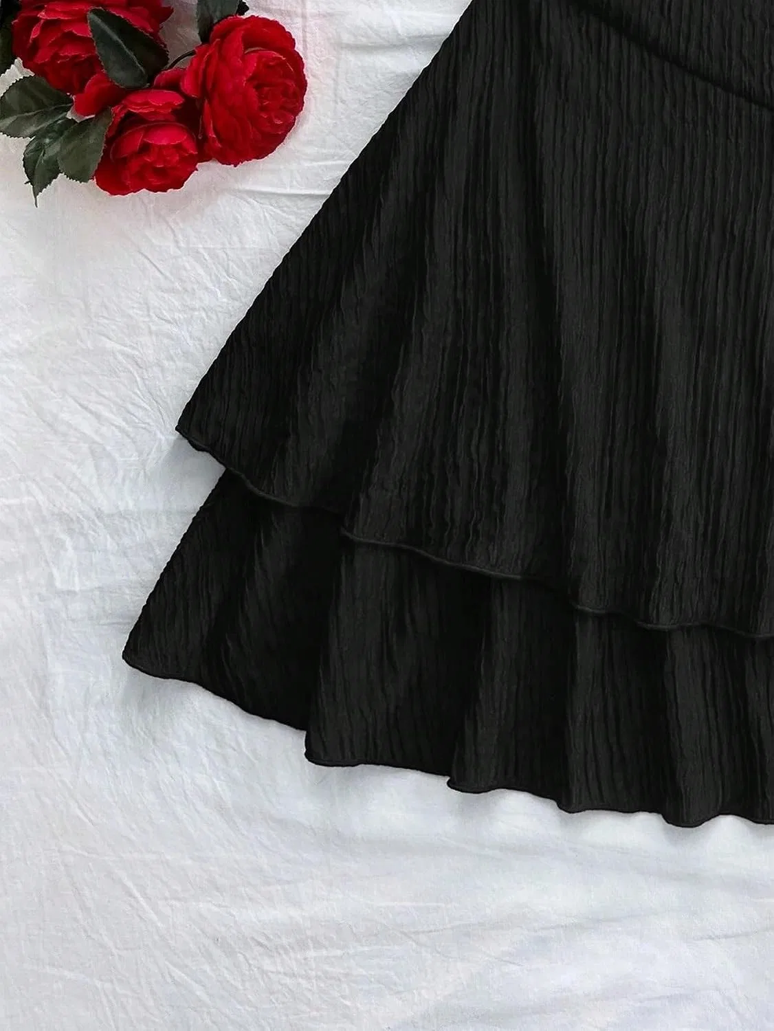 Женское мини-платье с открытой спиной на завязках, Black — фото 2