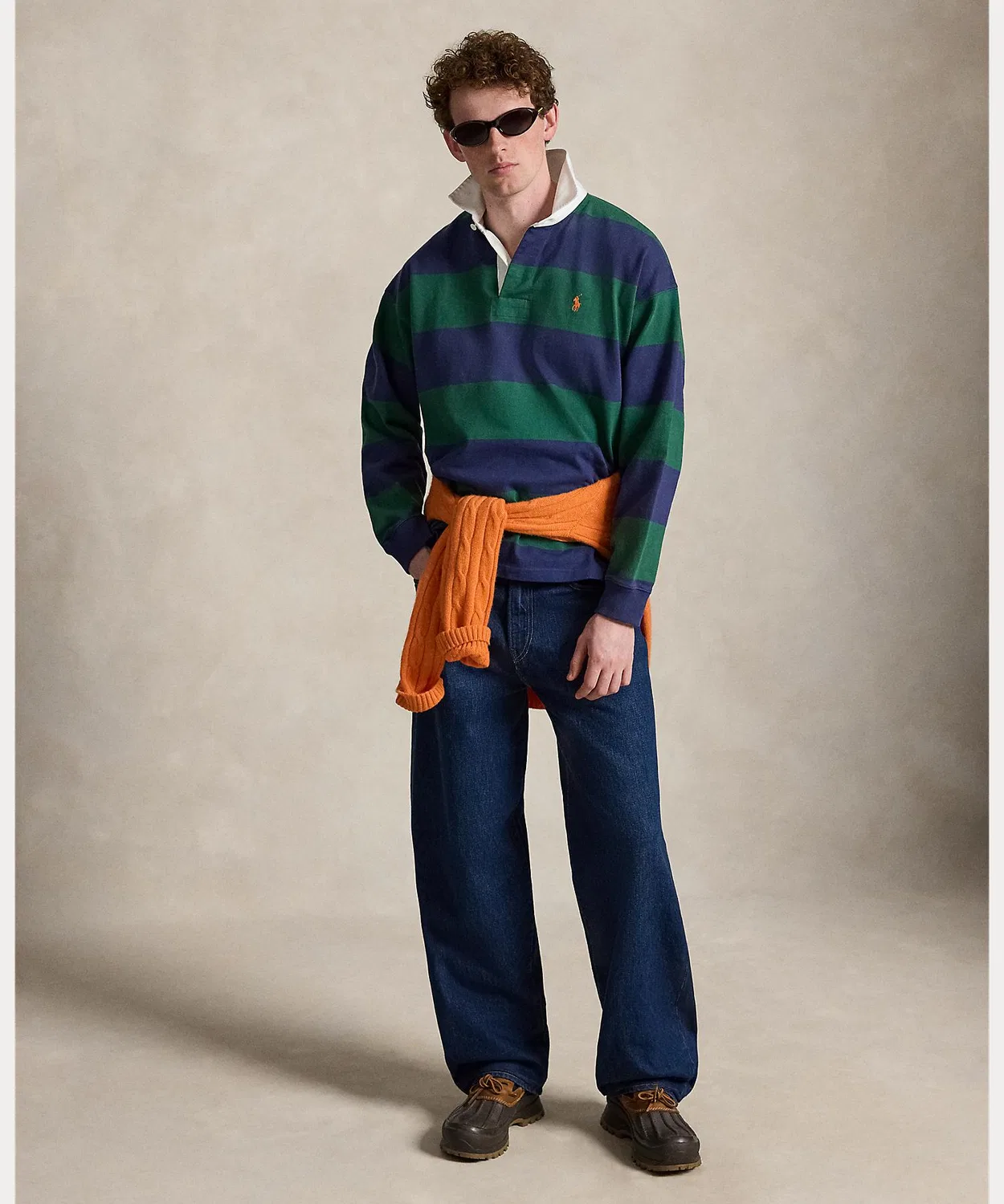Мужская оверсайз рубашка-поло из хлопка с полоской Polo Ralph Lauren, Green — фото 3