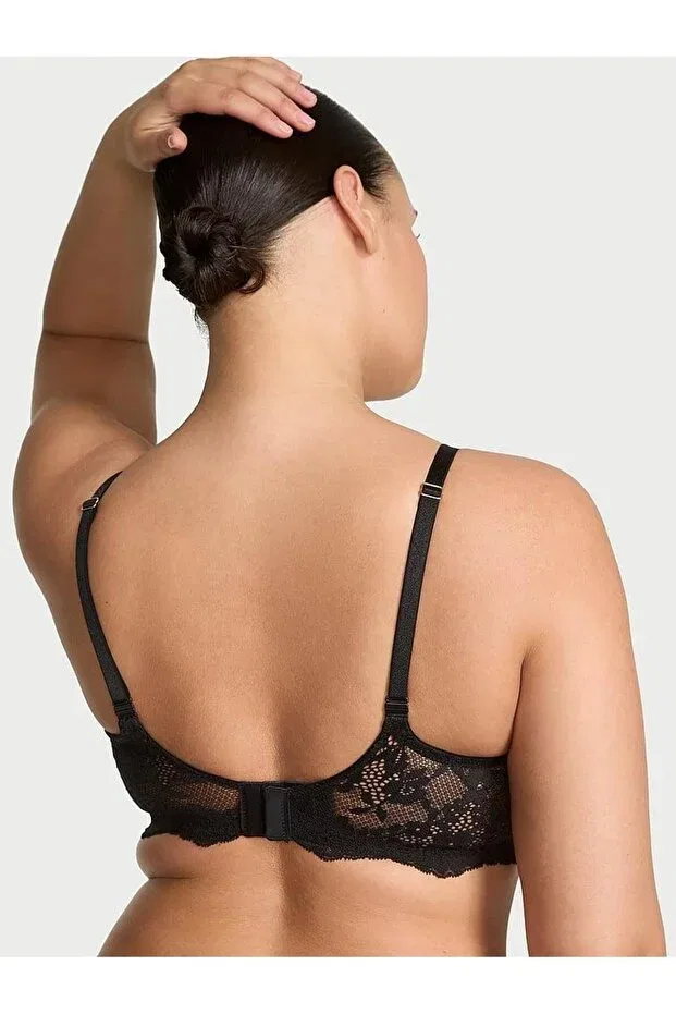 Женский бюстгальтер-пуш-ап на косточках с кружевным воротником Victoria'S Secret, Black — фото 2