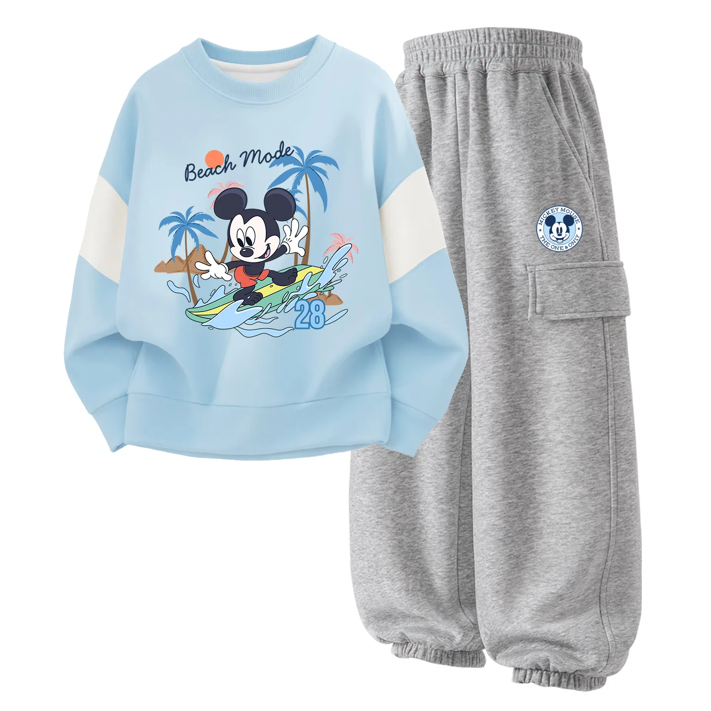 Детский спортивный комплект с принтом Disney Casual Sportswear Disney, Coconut Pudding Blue+Disney Round Logo Mickey Mouse K Gray