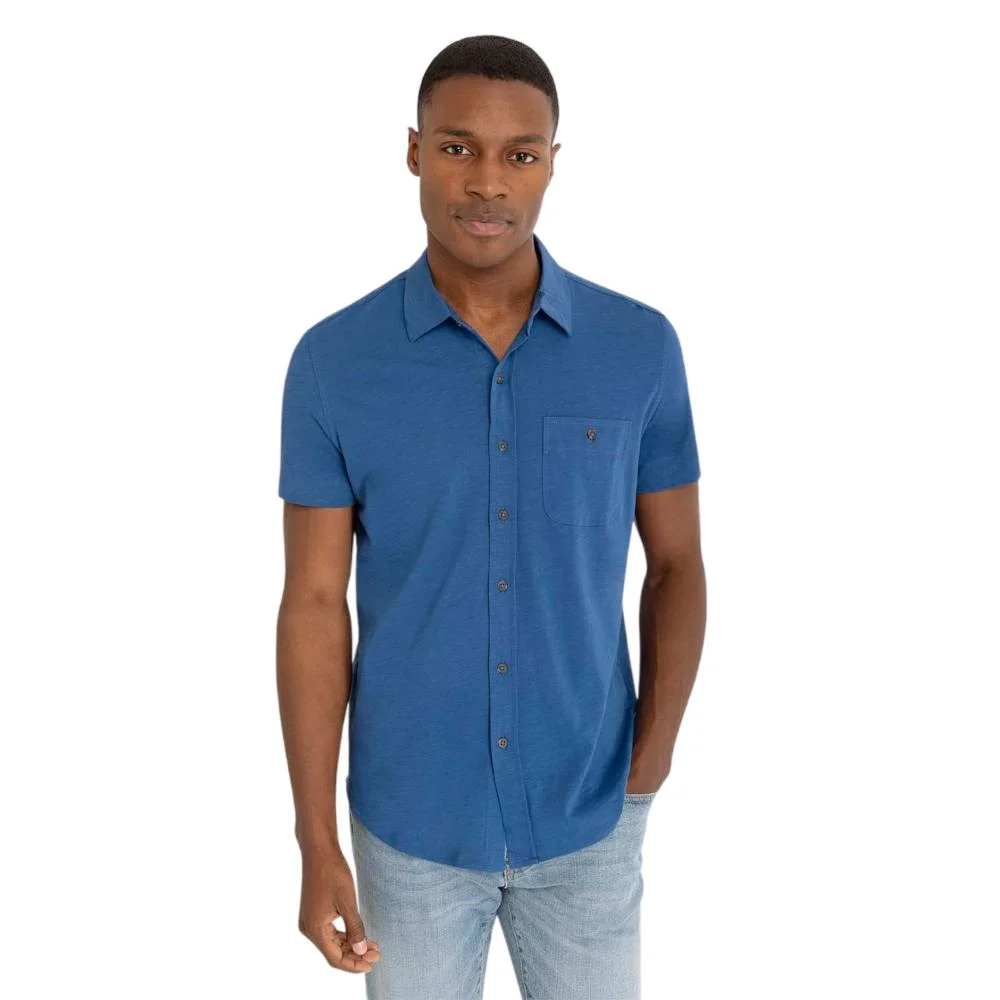 Мужская рубашка U.S. Polo Assn. Full Placket Slub Jersey, синий