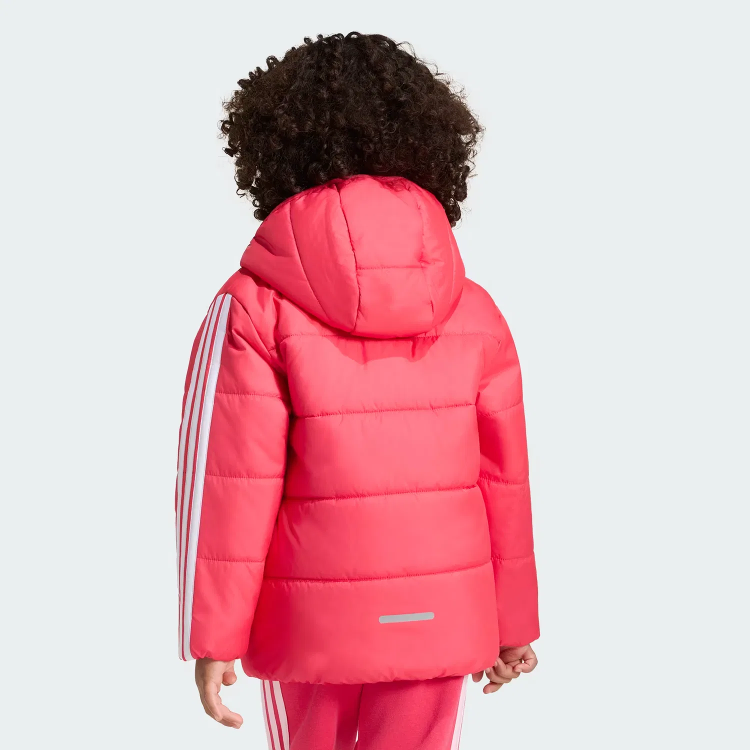 Детская утепленная куртка на молнии Essentials 3-Stripes Adidas Sportswear, Power Pink/White — фото 4