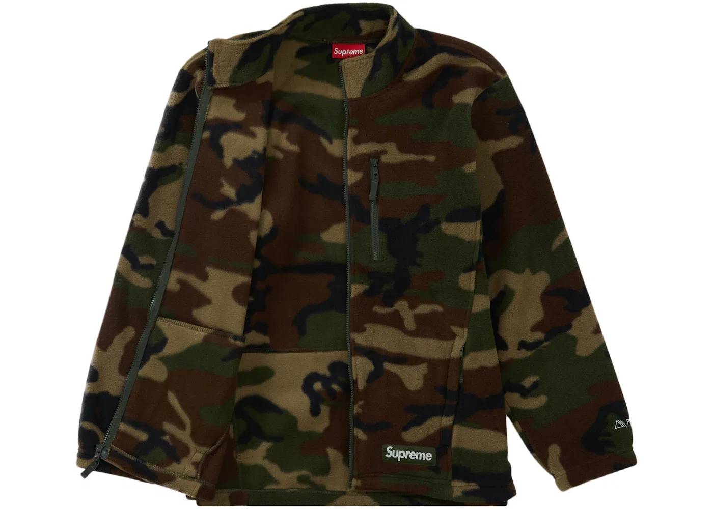 Мужская куртка с принтом Supreme Polartec Zip Jacket, Woodland Camo — фото 2