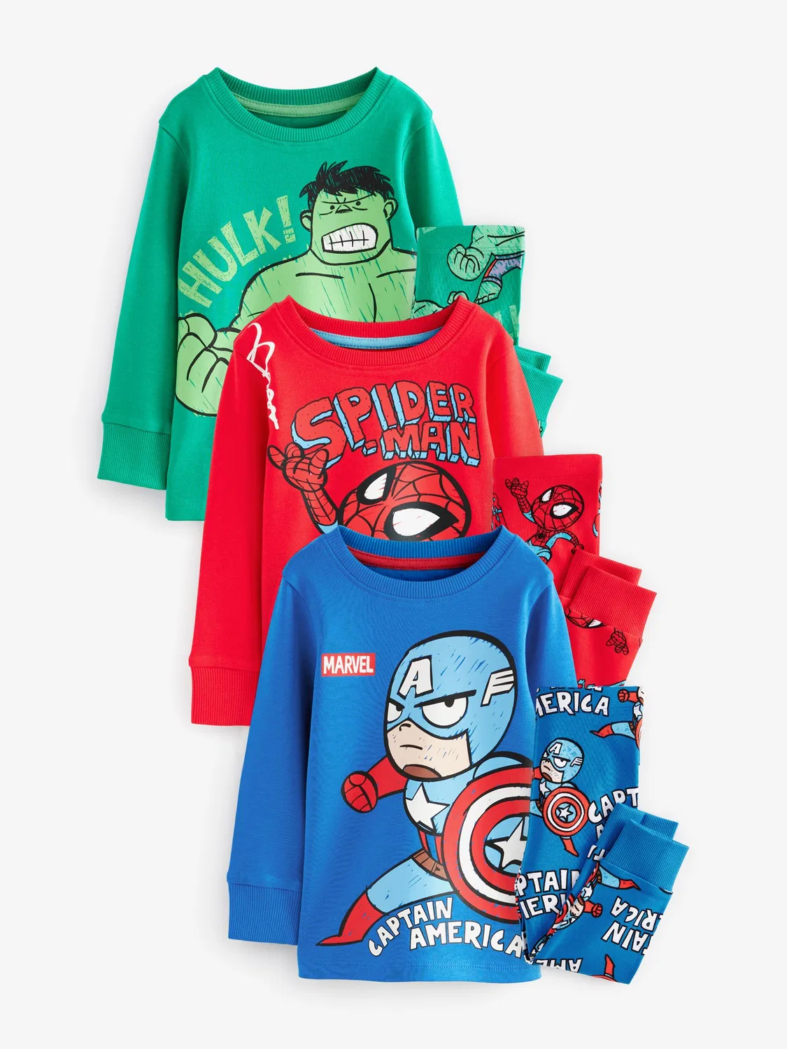 Пижама Marvel 3 шт Next, красный/зеленый/синий — фото 4