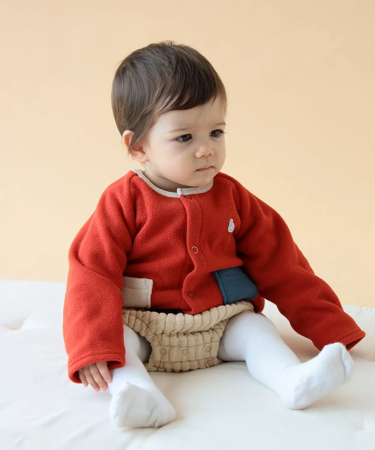 Детский флисовый кардиган с длинным рукавом модель Baby Fleece Cardigan Kodomo Beams, Orange — фото 4