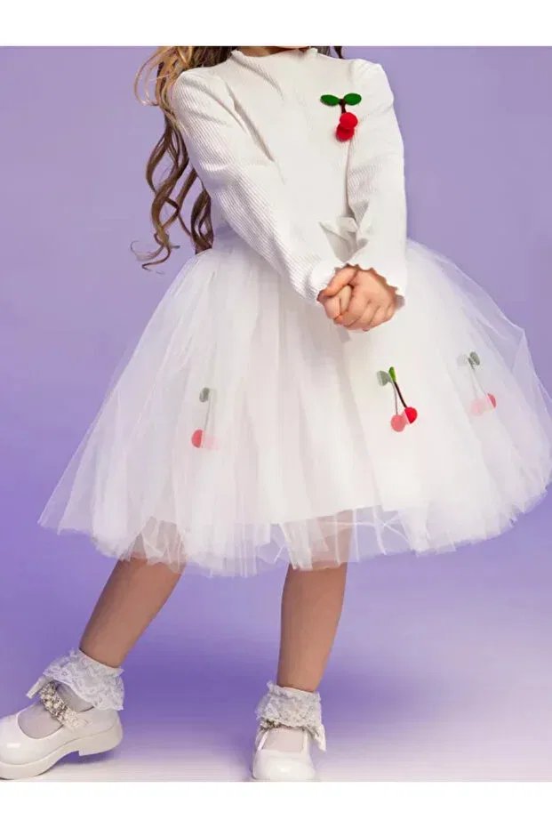 Детское платье для девочек хлопковое Cherry Nc Gift, Long White