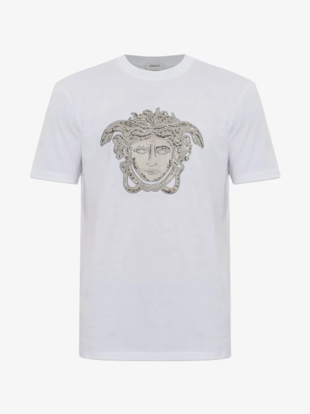 Футболка с кристаллами "Медуза" VERSACE, белый