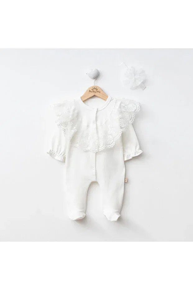 Детский комбинезон для девочек кружевной Mevlütlük Miniday Baby, Brown — фото 3
