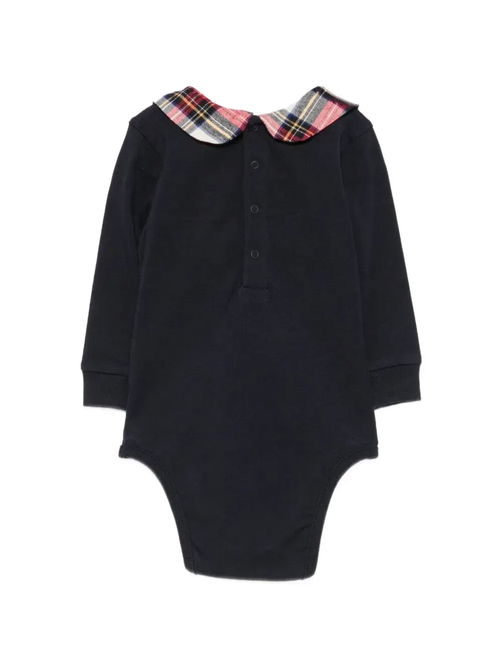 Боди с вышивкой и тартановым воротником MC2 Saint Barth Kids, синий — фото 2