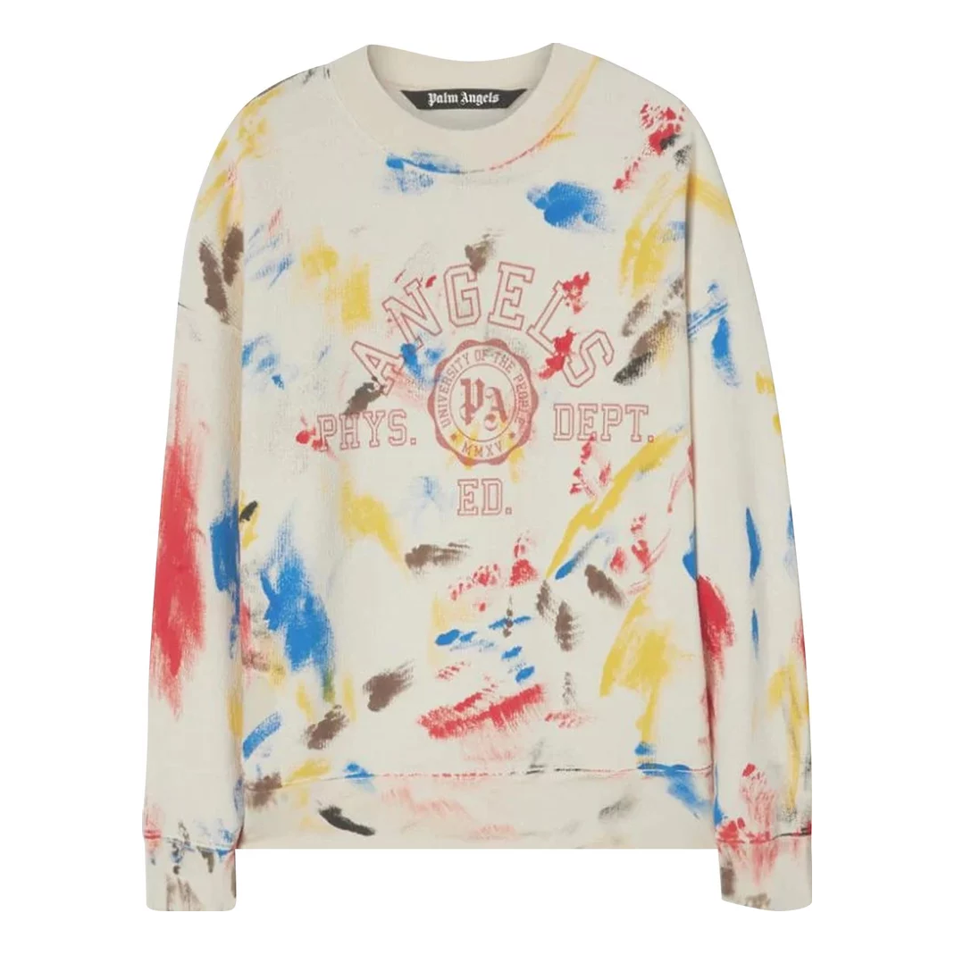 

Толстовка Palm Angels Painted College Crew Sweatshirt 'Off White Red'