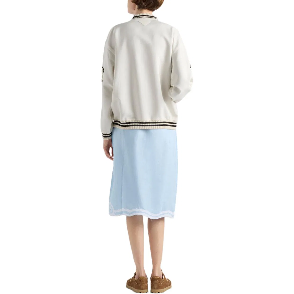Бомбер с аппликацией в виде буквенного патча, PRADA, Silk Color — фото 4