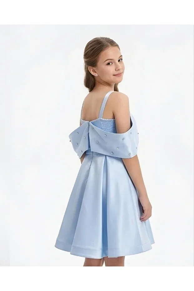 Детское платье для девочек сатиновое на тонких бретелях Moda, Bebe — фото 2