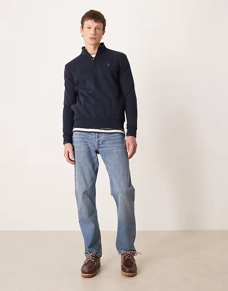 Легкая толстовка Polo Ralph Lauren с логотипом Icon, двойной трикотажной тканью и застежкой-молнией до середины груди, темно-синий — фото 2