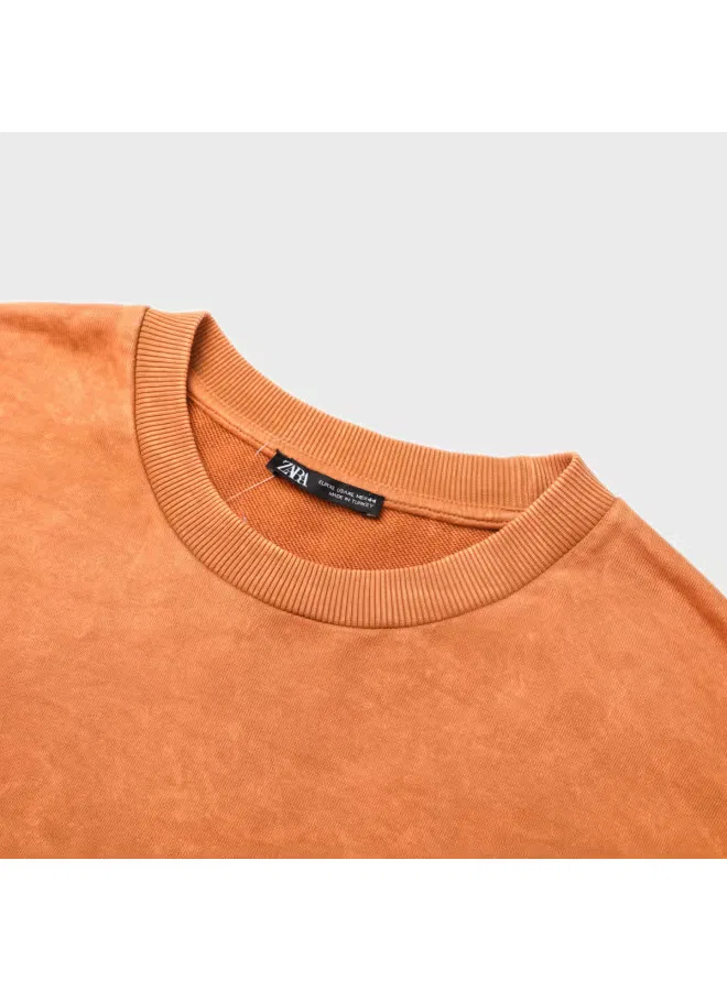 Худи с потертостями на молнии Zara, грязно-оранжевый — фото 4