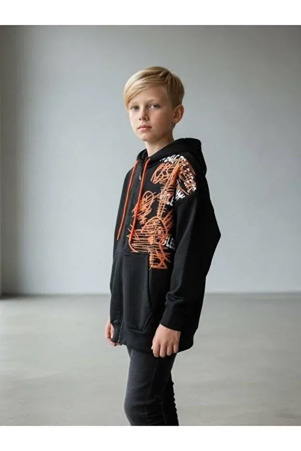 Детский кардиган с принтом Transitional Rabbit Zekids, Black — фото 3