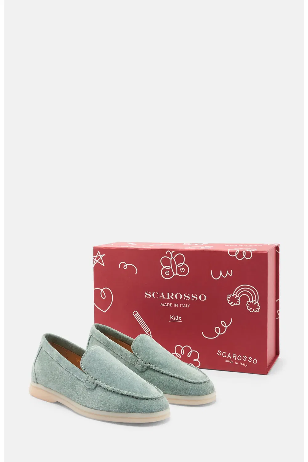 Детские туфли лоферы легкие на резиновой подошве Ludovico Scarosso, Sage - Suede — фото 2