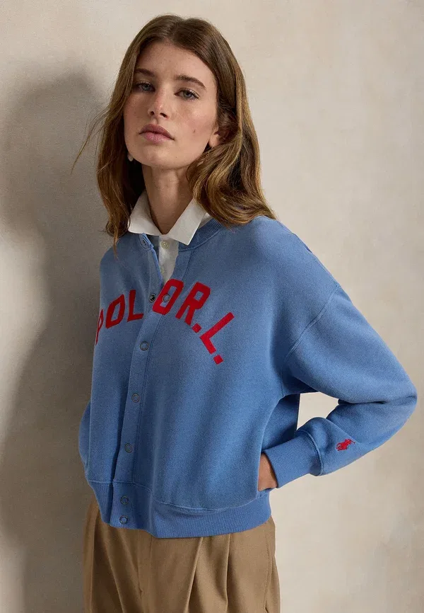 Кардиган с принтом Logo Snapped Cardigan Polo Ralph Lauren, Nimes Blue, синий