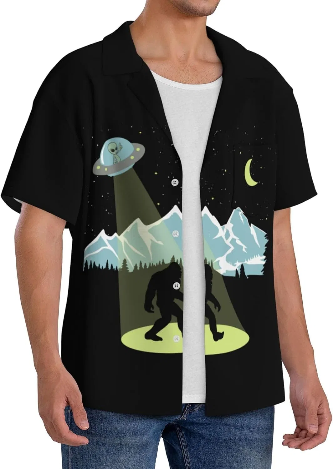 Мужская повседневная рубашка с коротким рукавом Sasquatch Bigfoot, Black — фото 2