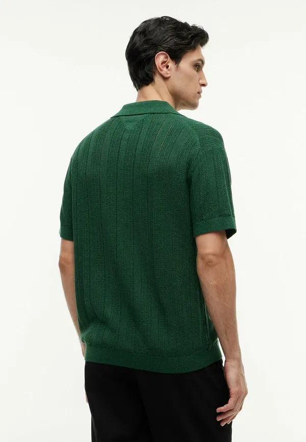 Футболка из смесовой ткани Polo shirt Tommy Hilfiger, Street Green Heather, зеленый — фото 3