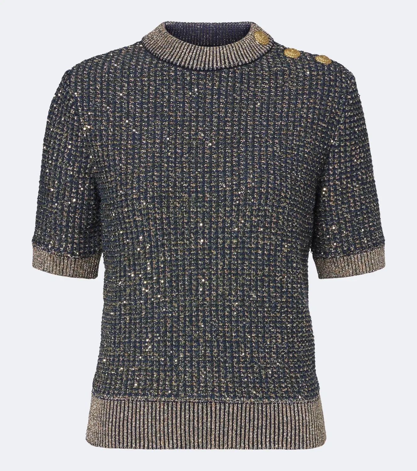 Свитер из ламе с пайетками Balmain, синий